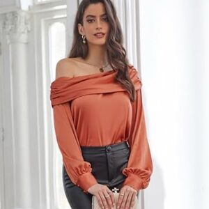 Abercrombie & Fitch Off-Shoulder Orange Blouse